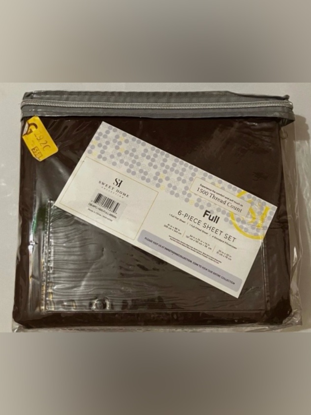 Sweet Home Collection Full 6-Piece Sheet Set in Dark Brown